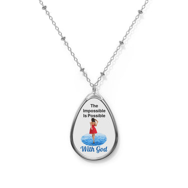 Inspirational oval pendant necklace with
